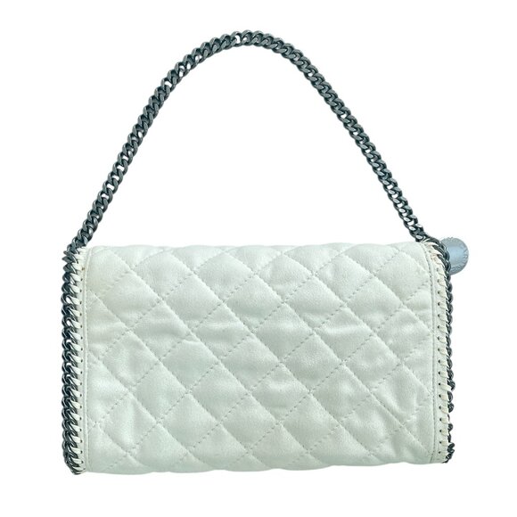 Stella McCartney Off-White Vegetarian Suede & Chain Quilted Shoulder Clutch Bag - Picture 3 of 10
